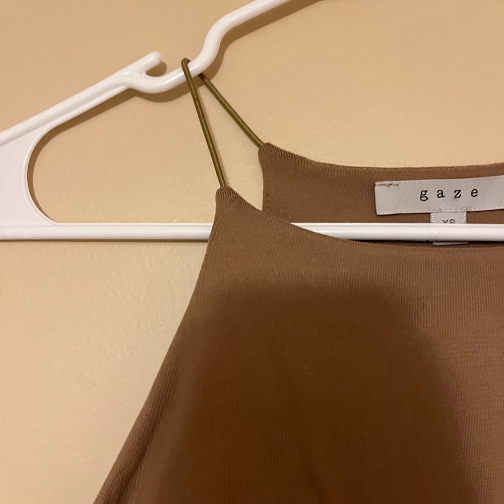 Light brown high neck tank